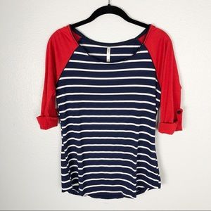 NWOT DNA Couture Blue & White Striped Top M